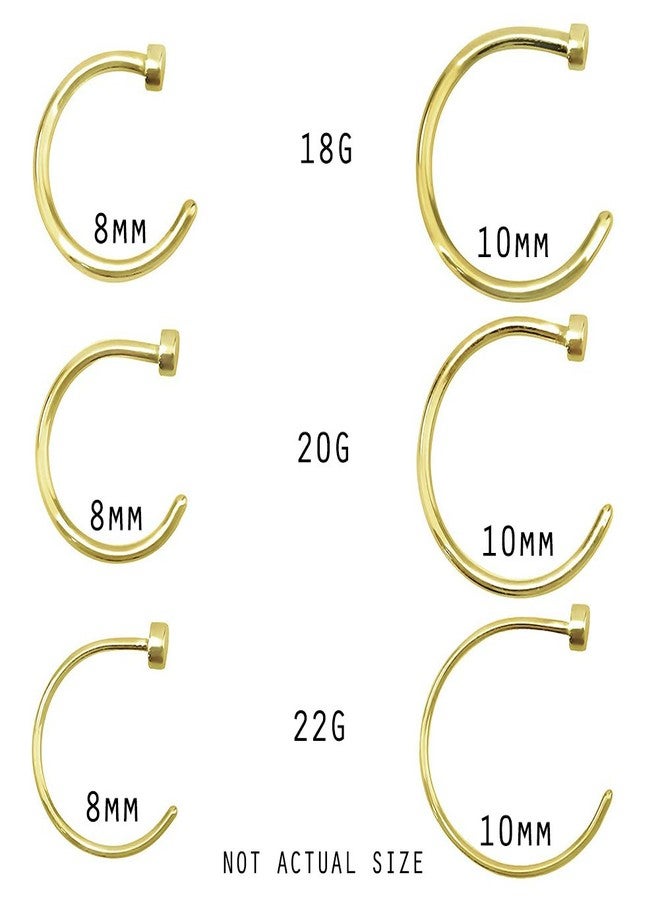 FIFTH CUE 18G Gold Flat Disc Nose Hoop 316L Surgical Steel Ring - Image 5